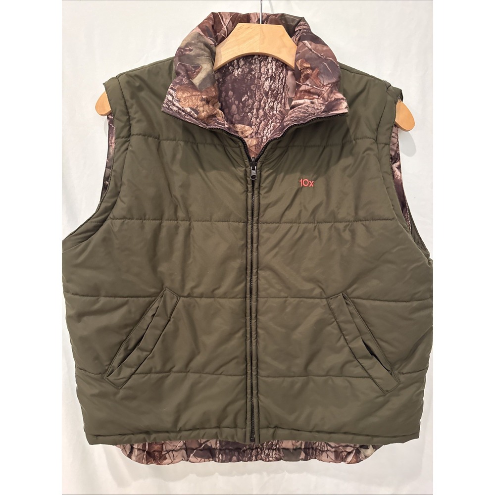 10X Hunting Vest Mens  Camo Realtree Hardwoods Insulated Puffer M